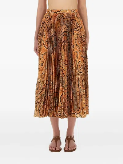 ETRO PAISLEY-PRINT PLEATED MIDI SKIRT