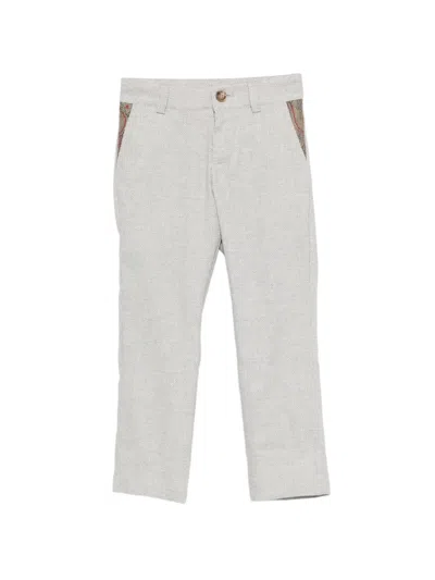 Etro Kids' Paisley-print-pockets Trousers In Gray