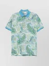 Etro Short Sleeve Polo Shirt With Paisley Pattern In Cyan