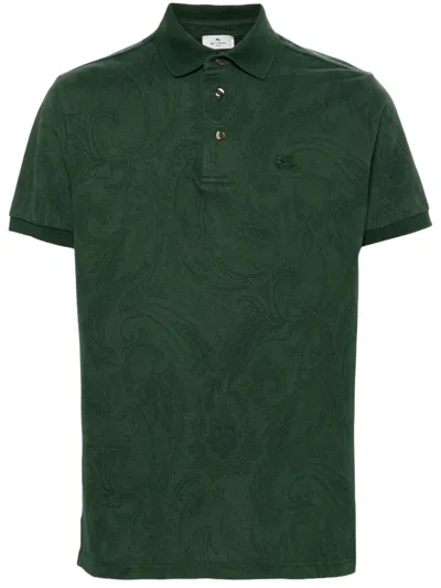 Etro Paisley-print Polo Shirt In Green