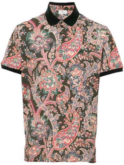 Etro Paisley-print Polo Shirt In Green