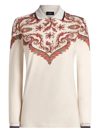 Etro Paisley-print Polo Shirt In Neutral