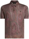 Etro Burgundy Silk And Cashmere Blend Polo Shirt With Paisley Print In Red