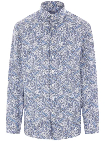 Etro Paisley-print Poplin Shirt In Blue