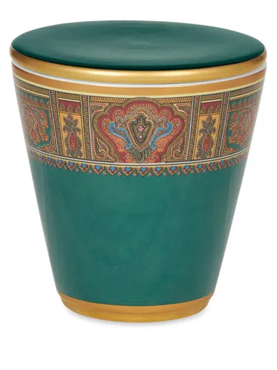 Etro Paisley-print Porcelain Candle Holder In Green