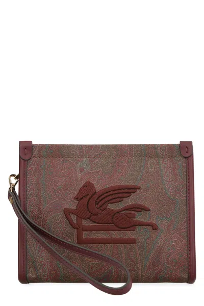 Etro Paisley Print Pouch In Burgundy