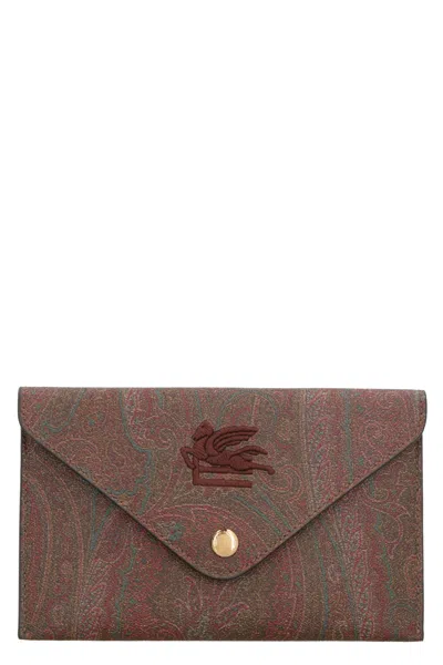 Etro Paisley Print Pouch In Brown