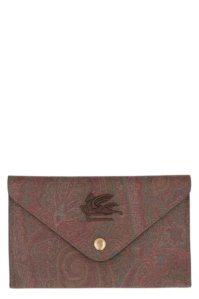 Etro Paisley Print Pouch In Brown