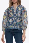 Etro Paisley Print Puff-sleeved Blouse In Blue