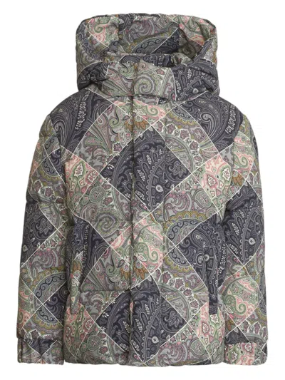 Etro Kids' Paisley-print Puffer Jacket In Blue