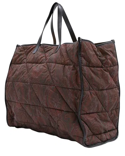 Etro Paisley-print Quilted Tote Bag In Brown Nylon (authentic Pre-loved)