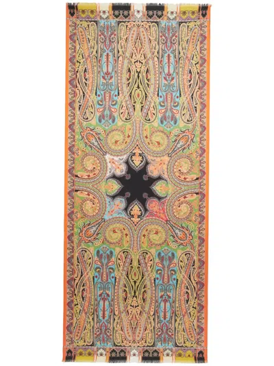 Etro Paisley-print Rectangle-shape Scarf In Orange