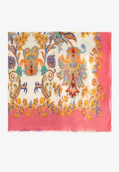Etro Paisley Print Rectangular Scarf In Pink