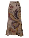 Etro Floral-print Ribbed Midi Skirt In Multi