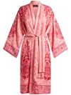 Etro , Jacquard Kesa Robe With Belt, Woman, Pink, Size M In Pink