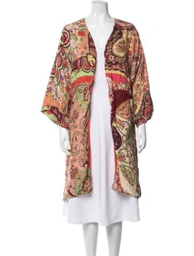 Pre-owned Etro Paisley Print Robe In Orange