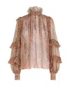 Etro Ruffled Paisley-print Silk Blouse In Brown