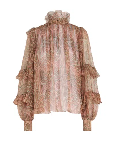 ETRO ETRO SEMI SHEER RUFFLED BLOUSE