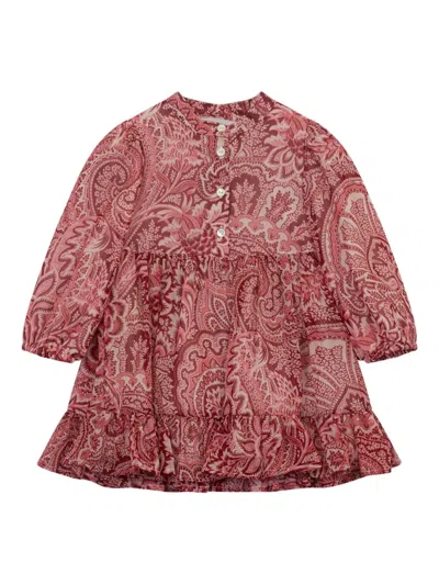 Etro Babies' Paisley-print Ruffled Dress In Red
