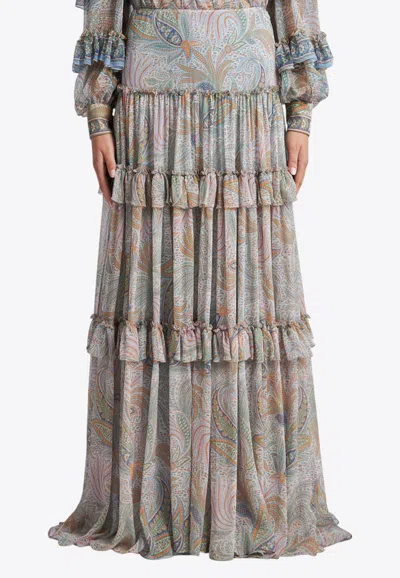 ETRO PAISLEY PRINT RUFFLED MAXI SKIRT