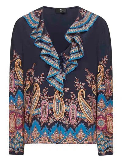 ETRO PAISLEY-PRINT RUFFLED TOP