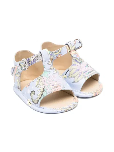 Etro Babies' Paisley-print Sandals In Blue