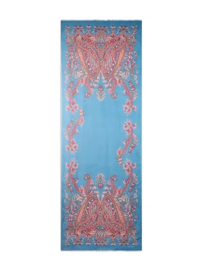 Etro Paisley-print Scarf In Blue