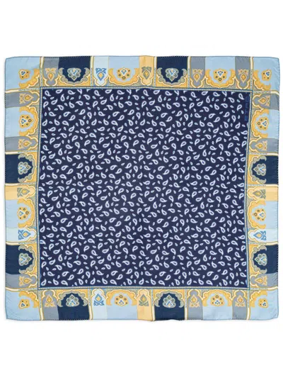 Etro Pattern Silk Scarf In Blue