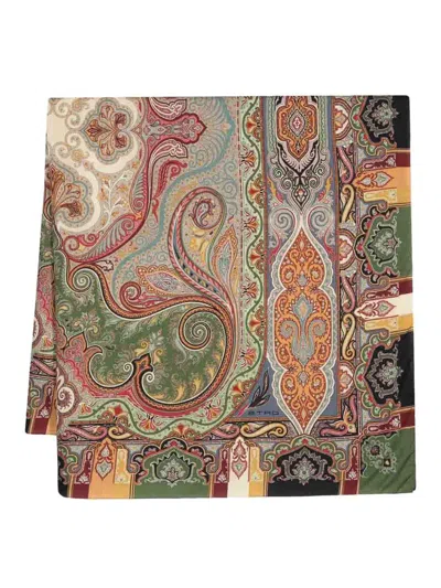 Etro Paisley-print Wool-blend Scarf In Beige