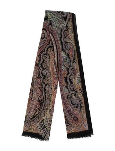 Pre-owned Etro Paisley Print Scarf In Black