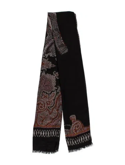 Pre-owned Etro Paisley Print Scarf In Black