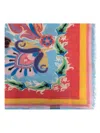 Etro Paisley Print Frayed Scarf In Blue