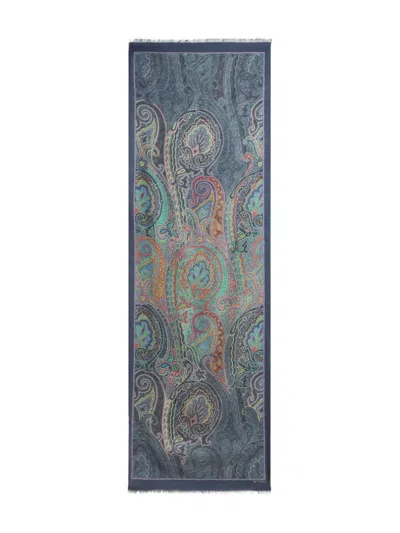 Etro Paisley-print Scarf In Blue