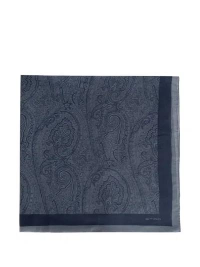 Etro Paisley-print Scarf In Blue