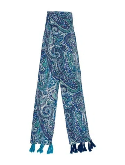 Pre-owned Etro Paisley Print Scarf In Blue