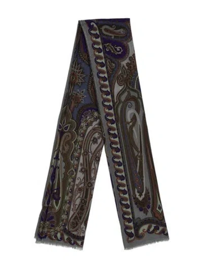 Pre-owned Etro Paisley Print Scarf In Blue