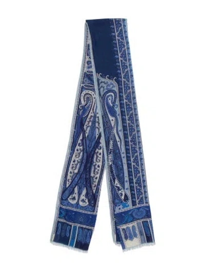 Pre-owned Etro Paisley Print Scarf In Blue