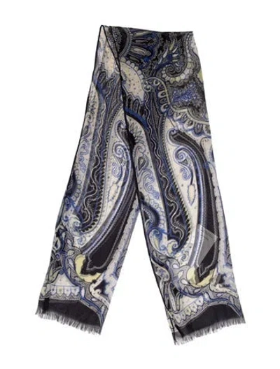 Pre-owned Etro Paisley Print Scarf In Blue