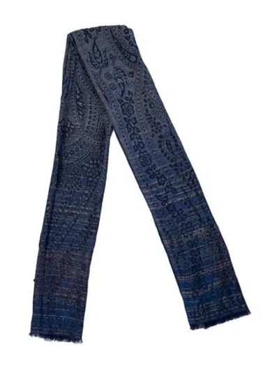 Pre-owned Etro Paisley Print Scarf In Blue