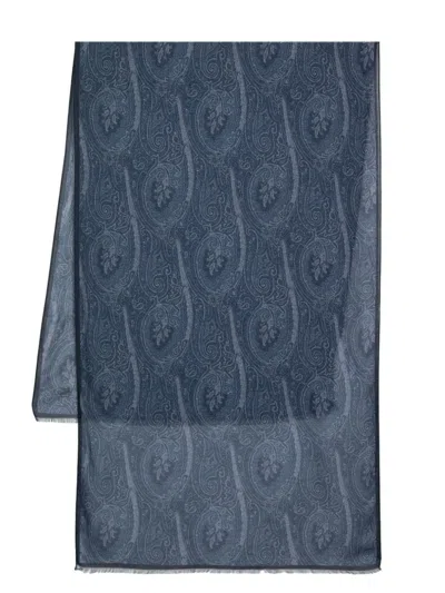 Etro Paisley-print Scarf In Blue