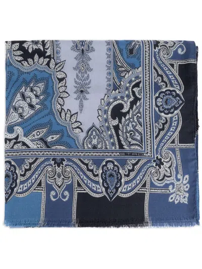 Etro Paisley-print Scarf In Blue