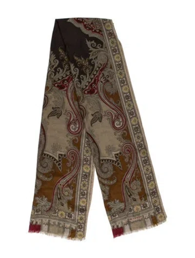 Pre-owned Etro Paisley Print Scarf In Green