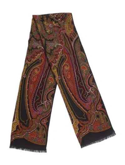 Pre-owned Etro Paisley Print Scarf In Grey