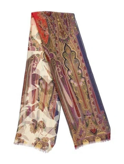Pre-owned Etro Paisley Print Scarf In Neutrals