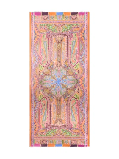 Etro Paisley-print Scarf In Orange
