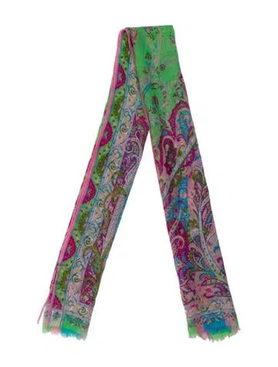 Pre-owned Etro Paisley Print Scarf In Pink