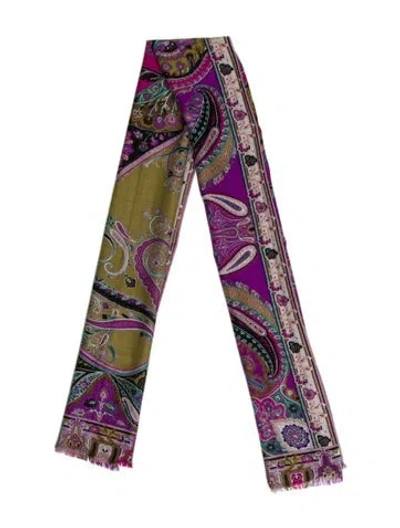 Pre-owned Etro Paisley Print Scarf In Purple