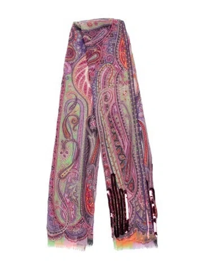Pre-owned Etro Paisley Print Scarf In Purple