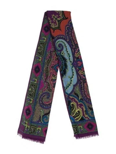 Pre-owned Etro Paisley Print Scarf In Purple