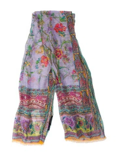Pre-owned Etro Paisley Print Scarf In Purple